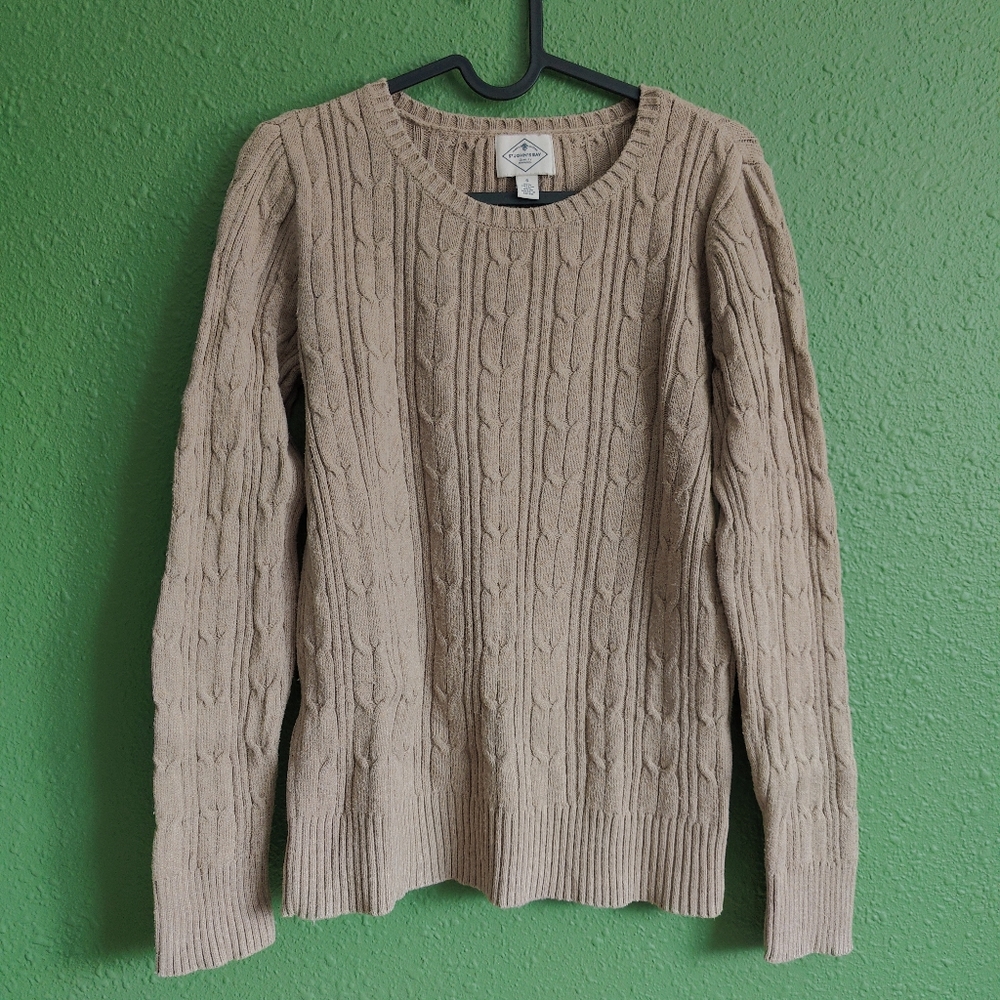 GUC ST. JOHN'S BAY WOMENS CREW NECK LONG SLEEVE PULLOVER SWEATER IN BROWN SIZE S